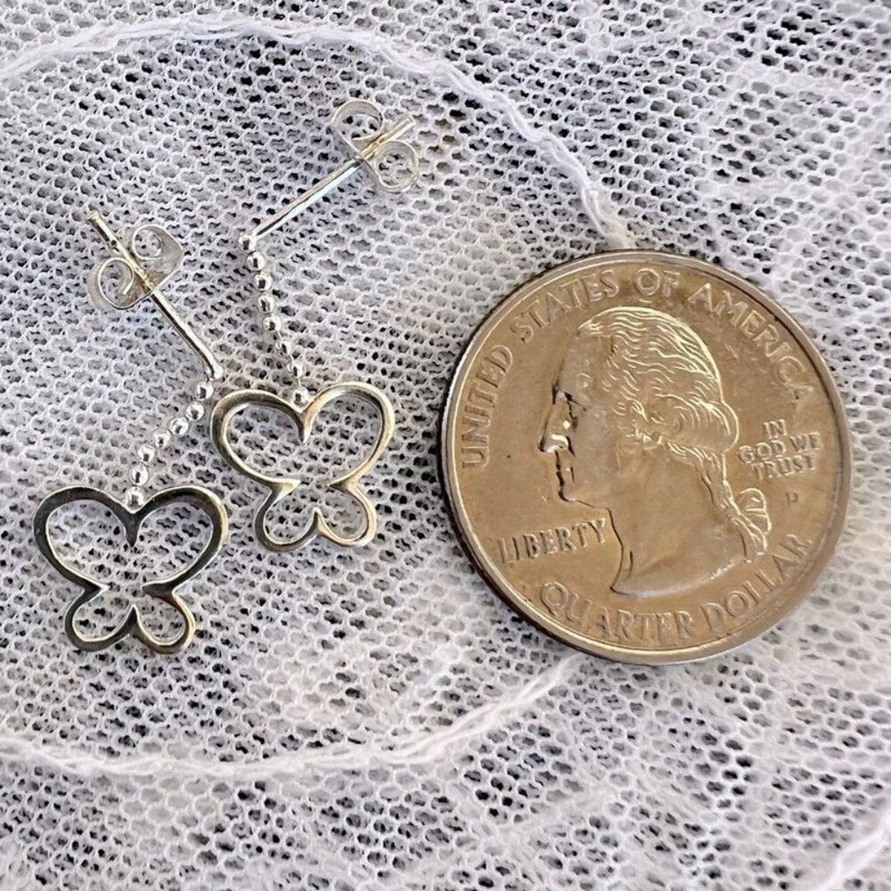Vintage Sterling Butterfly Drop Earrings - Picture 7 of 10